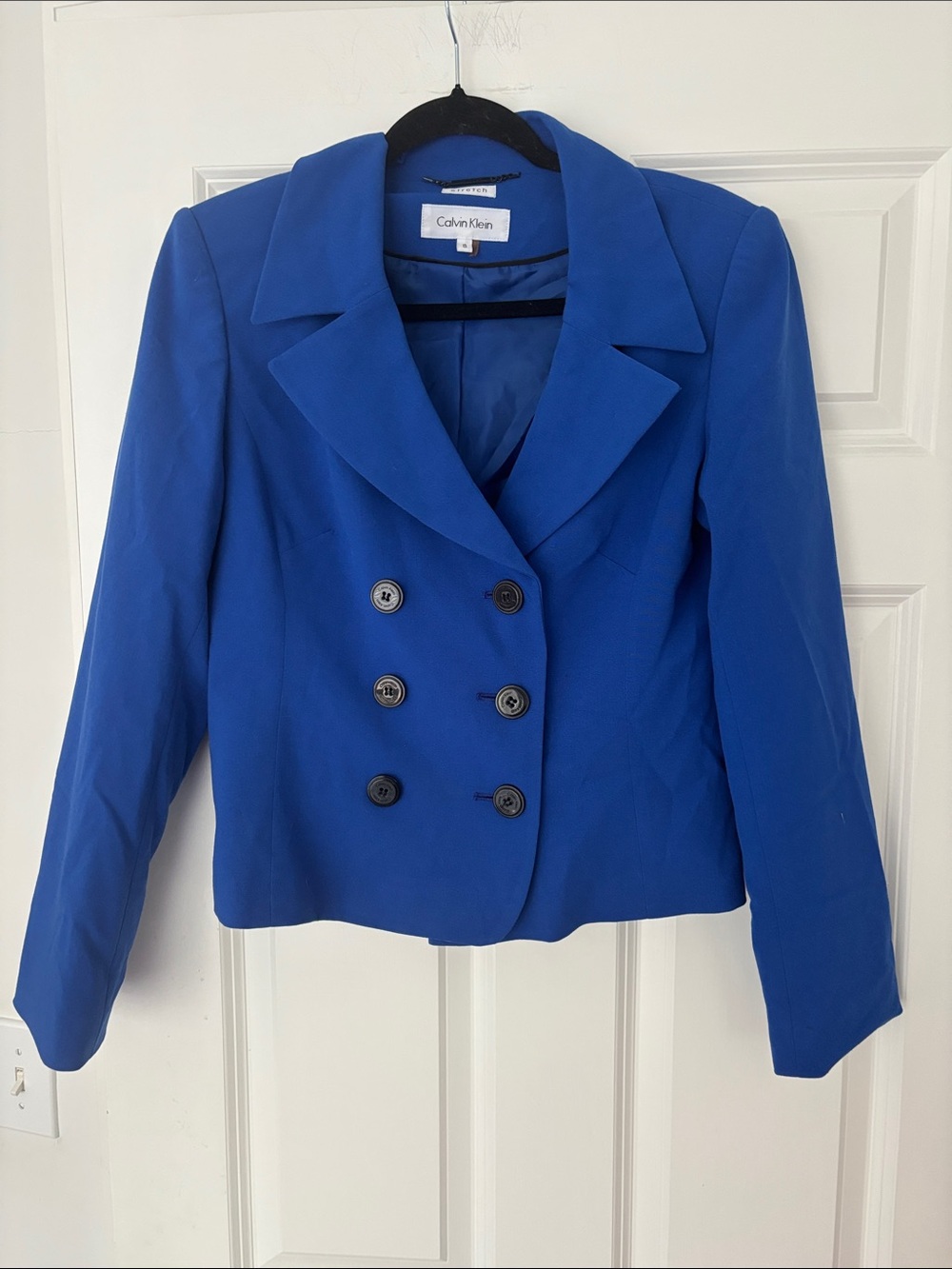 Calvin Klein stretch royal blue double breasted blazer size 8